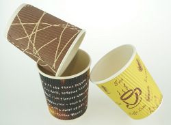 Disposable take away hot drinking custom designs with lid ripple paper coffee cup