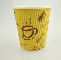 printed take away disposable ripple double hot drink paper cup for coffee