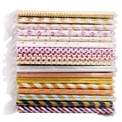 Wedding Decoration Biodegradable Assorted Pink And Gold Striped Multi Colored Paper Straws