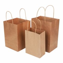 100% Recycled Biodegradable custom printed logo brown kraft paper bag